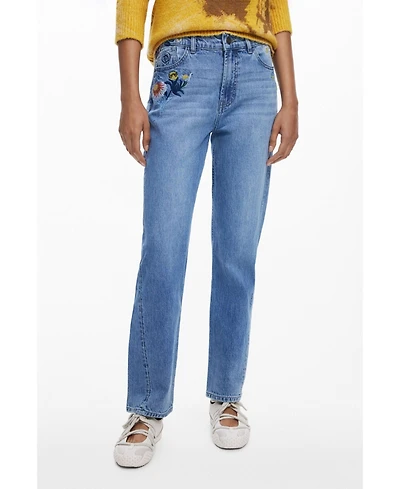 Desigual Women's Embroidered flower jeans