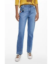 Desigual Women's Embroidered flower jeans