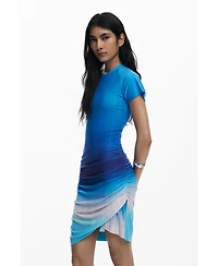 Desigual Women's Short dress with draped skirt