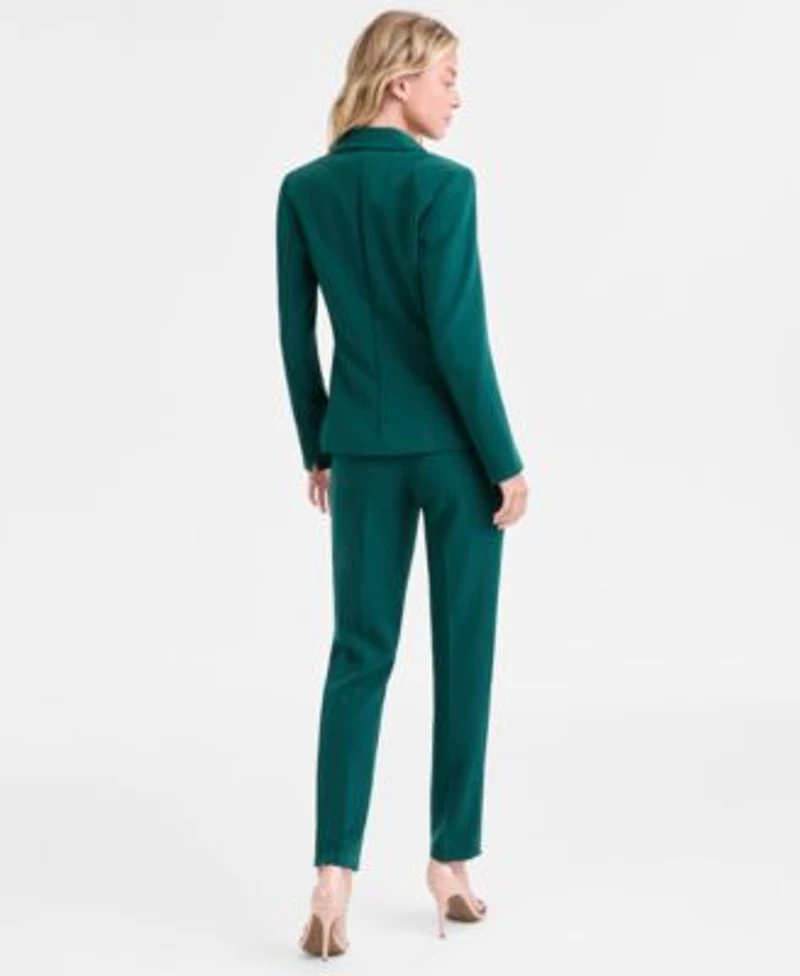 Kasper Womens Stretch Crepe Blazer Sleeveless Jersey Top Slim Leg Pants