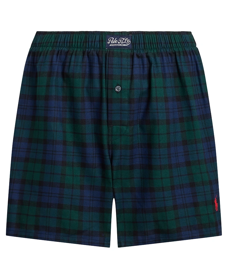 Polo Ralph Lauren Men's Plaid Pattern Single-Button Fly Flannel Yarn-Dyed Boxers