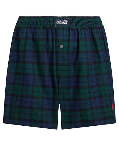Polo Ralph Lauren Men's Plaid Pattern Single-Button Fly Flannel Yarn-Dyed Boxers