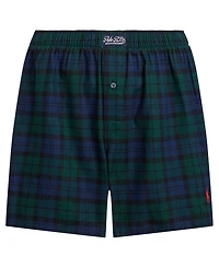 Polo Ralph Lauren Men's Plaid Pattern Single-Button Fly Flannel Yarn-Dyed Boxers