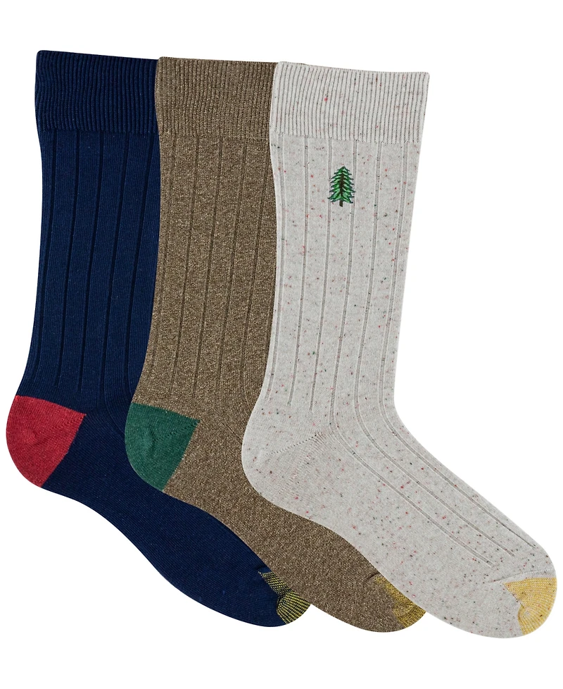 Gold Toe Men's 3-Pack Holiday Hampton Reinforced Toe Crew Socks