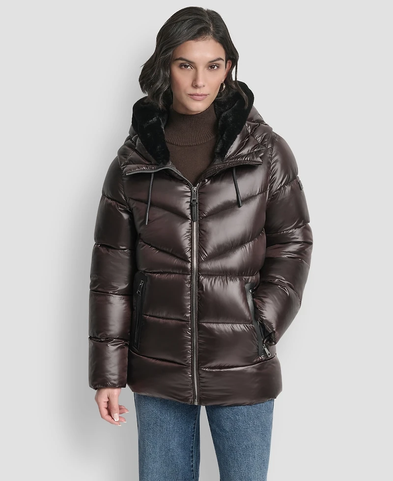 Dkny Women's Shine Hooded Puffer Coat