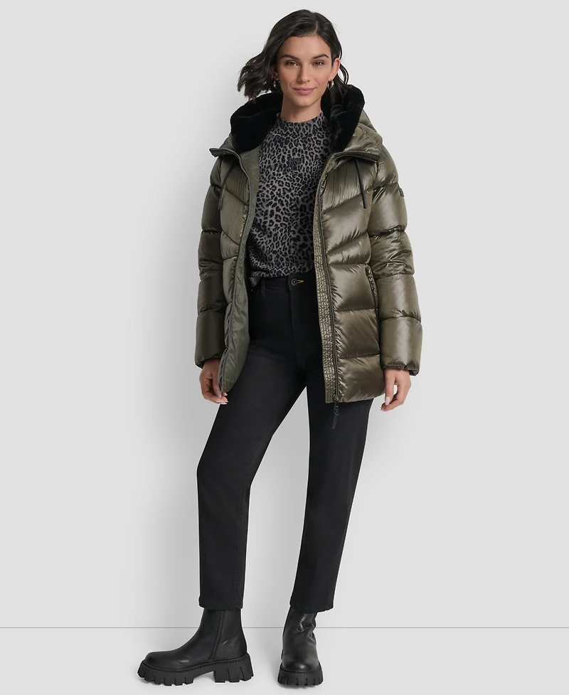 Dkny Women's Shine Hooded Puffer Coat