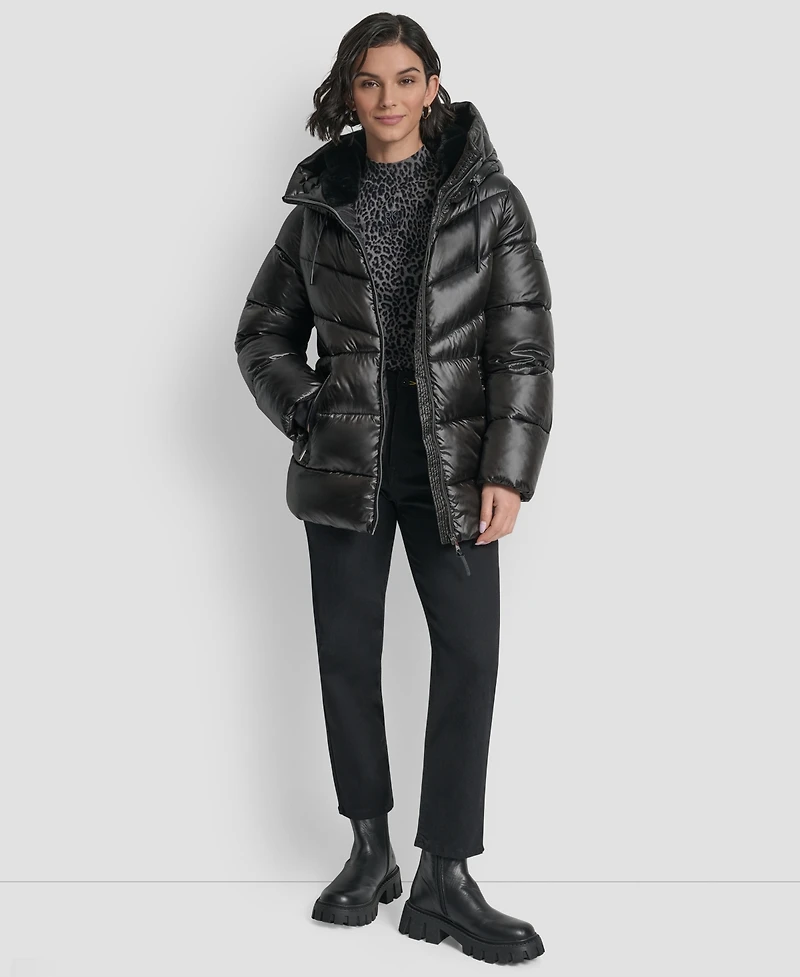 Dkny Women's Shine Hooded Puffer Coat