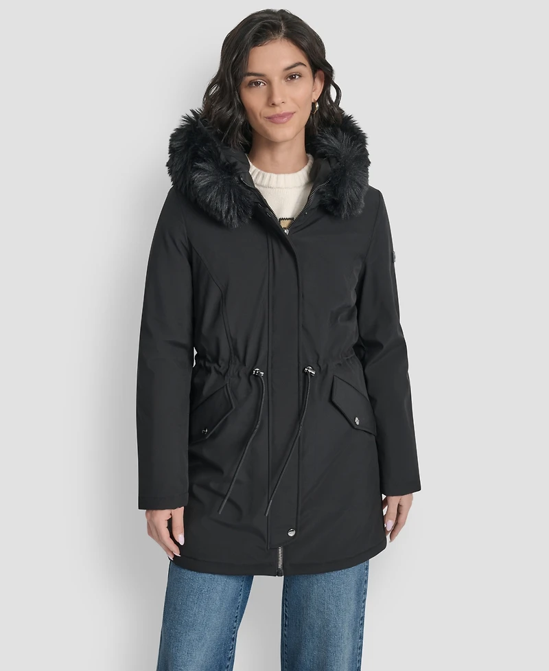 Dkny Women's Trim Hooded Anorak Puffer Coat