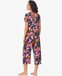 Cuddl Duds Women's Short Sleeve Cropped Pajama Set