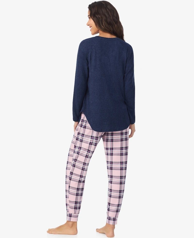Cuddl Duds Women's Long Sleeve Crewneck Top and Jogger Pajama Set