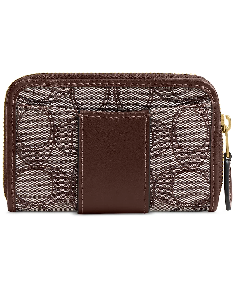 Coach Essential Small Zip Around Card Case Signature Jacquard