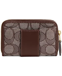 Coach Essential Small Zip Around Card Case Signature Jacquard