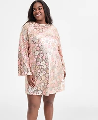 On 34th Trendy Plus Size Floral Sequin Embellished Shift Dress, Macy's Exclusive