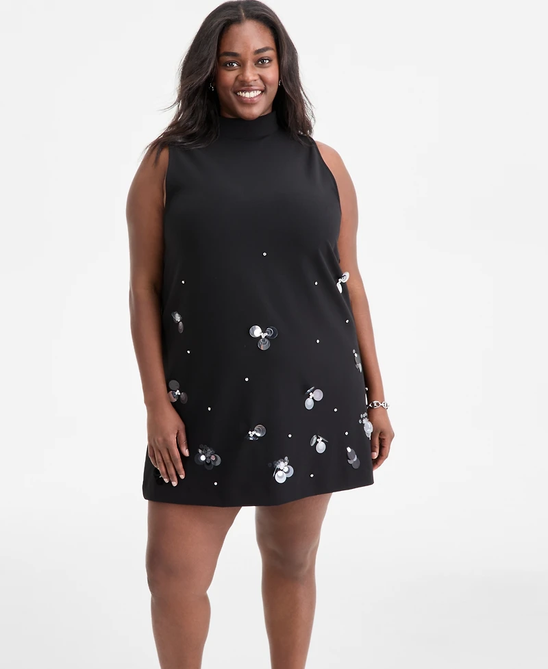On 34th Trendy Plus Embellished Sleeveless Shift Dress, Macy's Exclusive