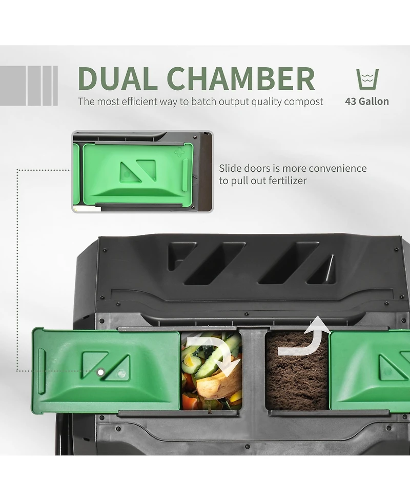 Outsunny Tumbling Compost Bin Outdoor 360