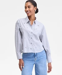 On 34th Women's Embellished Striped Shirt, Macy's Exclusive