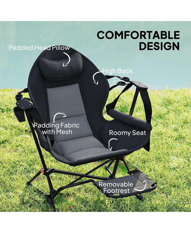 Outsunny Hammock Camping Chair Set of 2 with Adjustable