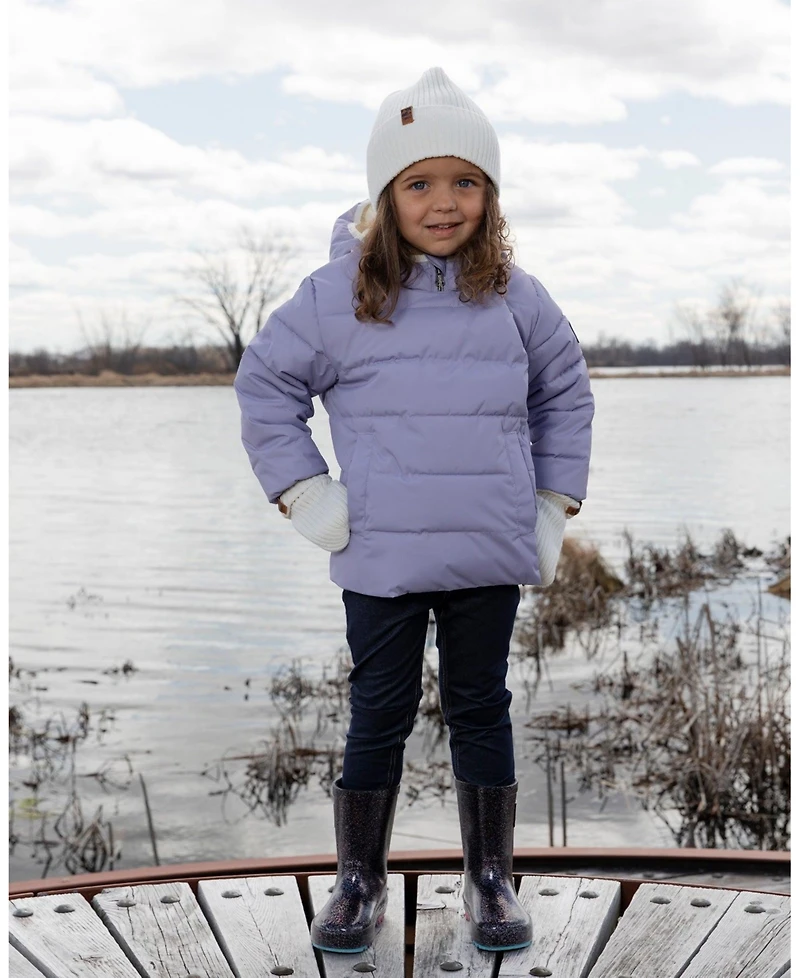 Deux par Little Girls Compressible Winter Puffy Coat Designed for Car Seat Purple Gray - Toddler|Child