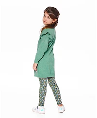 Deux par Girl Leggings Green with Flower Print