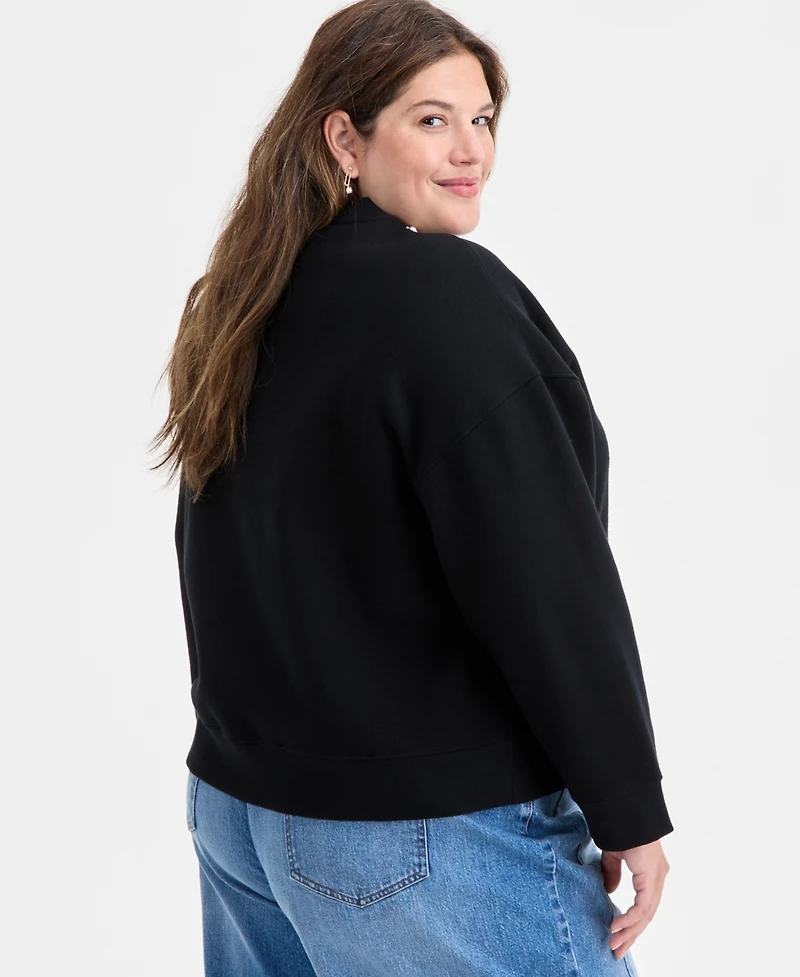 On 34th Trendy Plus Embellished-Neck Long-Sleeve Sweatshirt, Macy's Exclusive