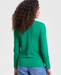 Holiday Lane Women's Candy Cane Graphic Top, Macy's Exclusive