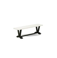 East West Furniture 3 Piece Dining Room Set - 1 Linen White Wood Dining Table and 2 Wood Benches - Stable and Durable Construction
