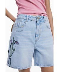 Desigual Women's Denim Bermuda flower