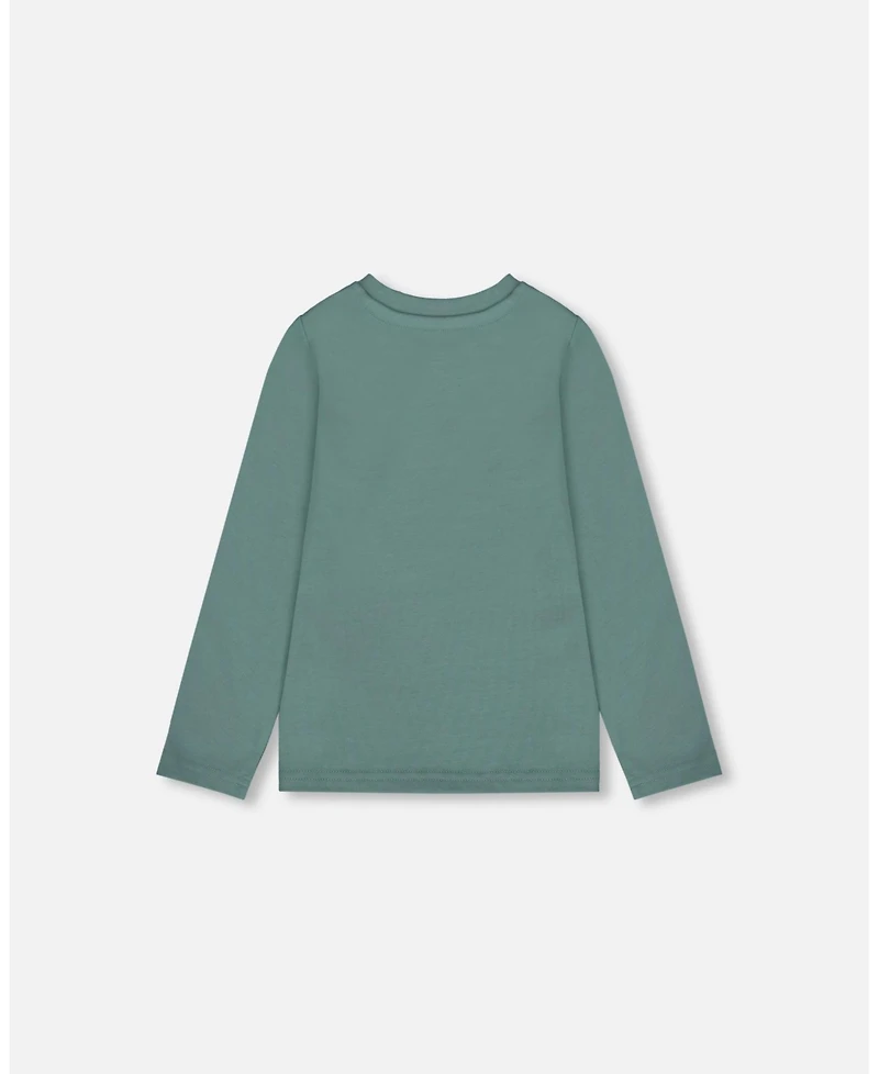 Deux par Girl Cotton T-Shirt Sage with Cat