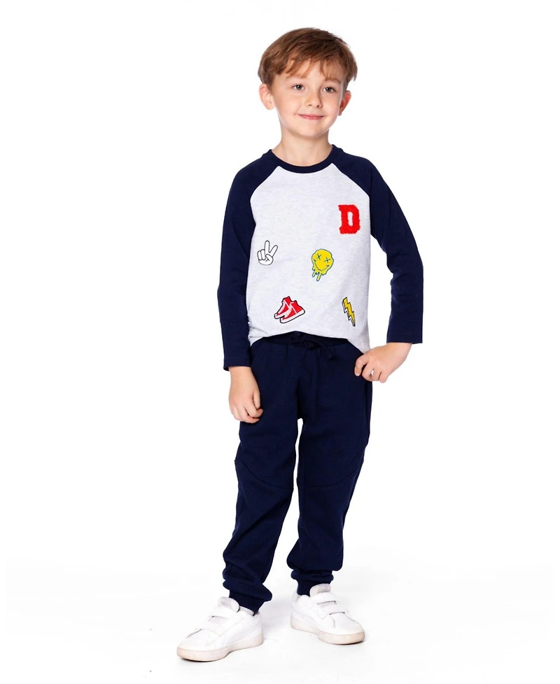 Deux par Deux Little Boys Cotton Raglan Sleeve Tee Shirt Light Heather Grey - Toddler|Child