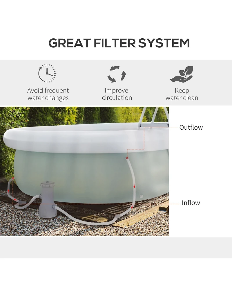 Outsunny Above Ground Swimming Pool, Semi-Inflatable Frame Pool,