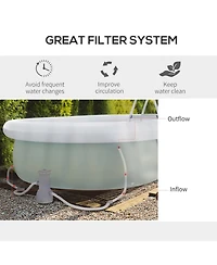 Outsunny Above Ground Swimming Pool, Semi-Inflatable Frame Pool,