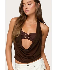 Edikted Women's Issey Layered Bra Cowl Neck Top