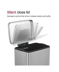 Mega Casa 13 Gal./50 Liter Rectangular Stainless-Steel-Made Matt White Step-on Trash Can for Kitchen