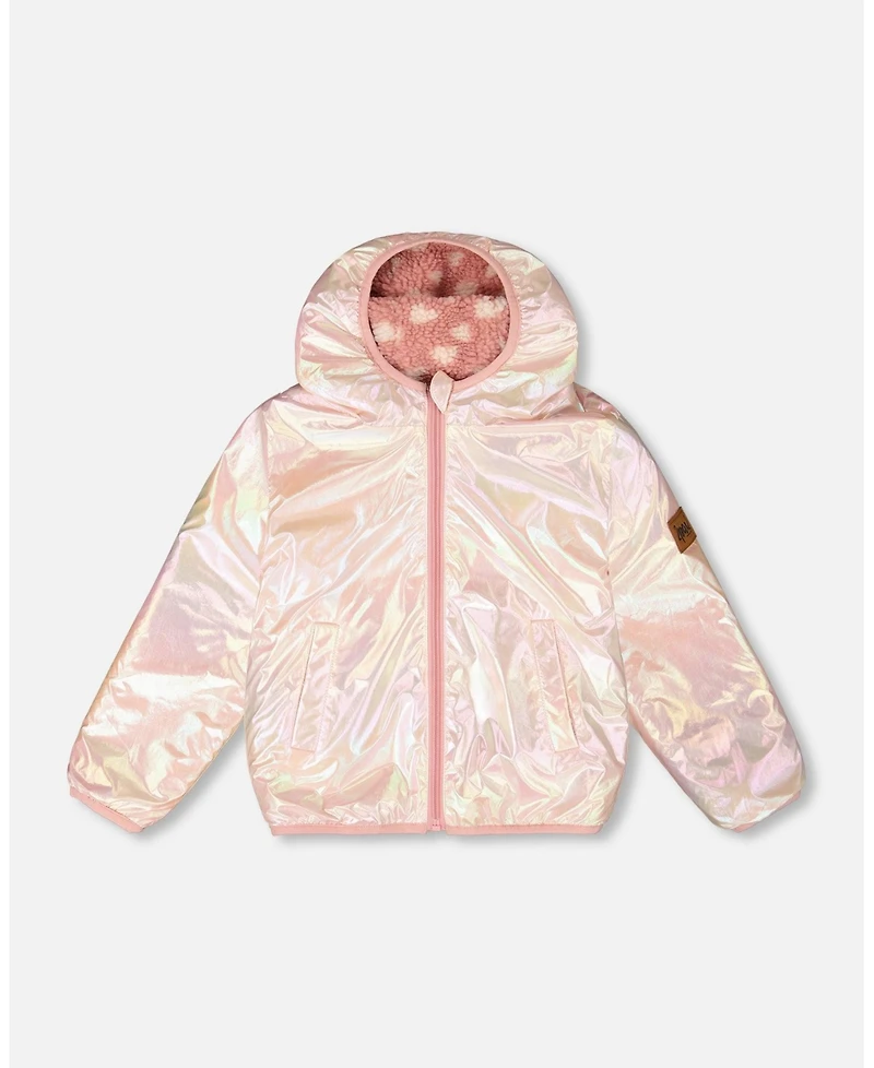 Deux par Girl Reversible Mid-Season Sherpa Jacket Pink Heart - Child