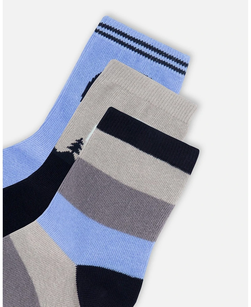 Deux par Boy 3-Pack Knit Socks Navy Blue - Toddler|Child