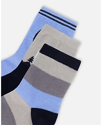 Deux par Boy 3-Pack Knit Socks Navy Blue - Toddler|Child