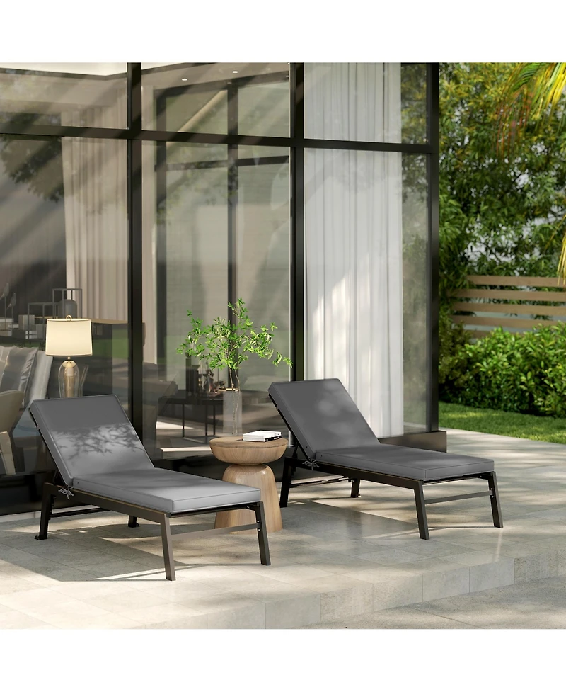 Outsunny 2 Lounge Chair Cushions, 72"x21"x3" Replacement Cushions,