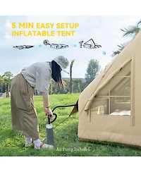 Outsunny Inflatable Camping Tent with Hand Pump, 4 Season for 4-6 People
