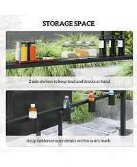 Outsunny 8 x 5ft Hardtop Grill Gazebo with Side Shelves and Cup Holders