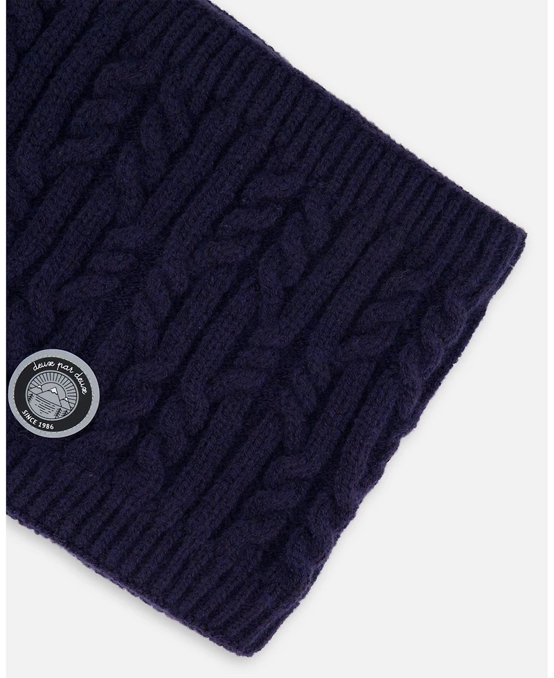 Deux par Kids Unisex Lined Winter Neckwarmer Navy Blue - Toddler|Child