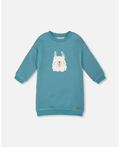 Deux par Girl Quilted Tunic Dress Turquoise Blue - Child