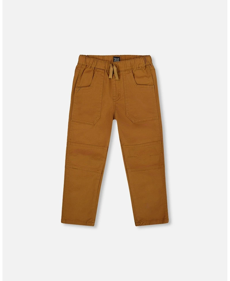 Deux par Baby Boy Twill Jogger Pants with Patch Pockets Brown