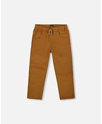 Deux par Baby Boy Twill Jogger Pants with Patch Pockets Brown