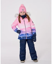 Deux par Girl Two-Piece Play Snowsuit with Printed Jacket Navy Blue