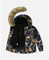 Deux par Boy Two-Piece Play Snowsuit with Printed Dinosaurs Jacket Brown - Child