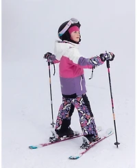 Deux par Girl Two-Piece Teknik Snowsuit Black Retro Flower Print
