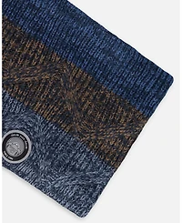 Deux par Boy Lined Knit Neckwarmer Taupe and Navy - Toddler|Child