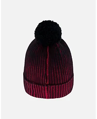 Deux par Boy Lined Knit Pompom Hat Red and Black - Toddler|Child