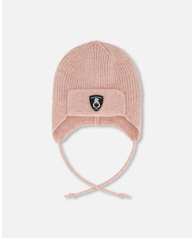 Deux par Baby Girl Lined Knit Hat with Ears and Strings Dusty Pink - Baby|Toddler