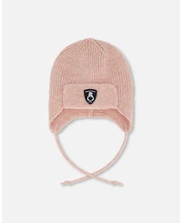 Deux par Baby Girl Lined Knit Hat with Ears and Strings Dusty Pink - Baby|Toddler